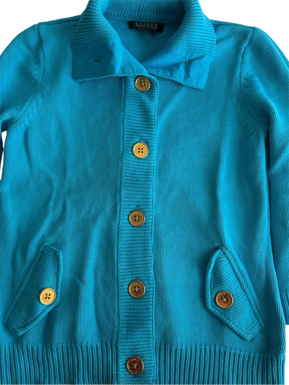 Lauren Ralph Lauren Vintage LRL Cotton Cardigan Teal